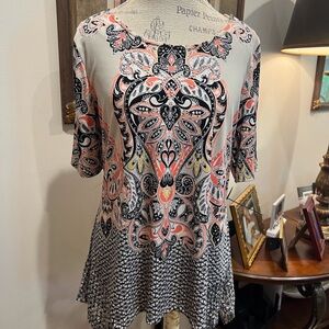 EUC Style and Co. Paisley Print Embellished Women's Petite Top Size PL